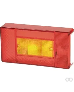 Ajba - LA35205 - Leuchtenglas, Rot/Transparent/Bernsteinfarben, Rechteckig 190x100x37mm Lh/Rh/Hinten Ajba