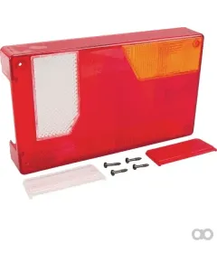 Ajba - LA62204 - Leuchtenglas, Rot/Transparent/Bernsteinfarben, Rechteckig 235x135x35mm Hinten/Rechts Ajba