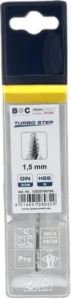 Bohrcraft - 12020700150 - Bohrer 1,5 mm HSS-DIN 338-G Turbo Step
