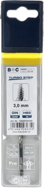 Bohrcraft - 12020700300 - Bohrer 3,0 mm HSS-DIN 338-G Turbo Step
