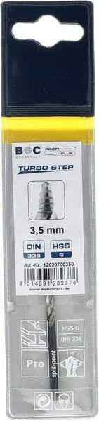 Bohrcraft - 12020700350 - Bohrer 3,5 mm HSS-DIN 338-G Turbo Step