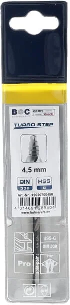 Bohrcraft - 12020700450 - Bohrer 4,5 mm HSS-DIN 338-G Turbo Step