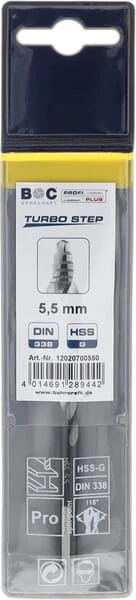 Bohrcraft - 12020700550 - Bohrer 5,5 mm HSS-DIN 338-G Turbo Step