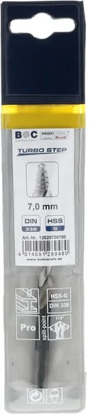 Bohrcraft - 12020700700 - Bohrer 7,0 mm HSS-DIN 338-G Turbo Step