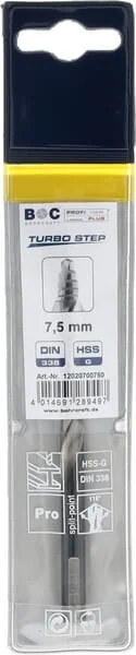 Bohrcraft - 12020700750 - Bohrer 7,5 mm HSS-DIN 338-G Turbo Step