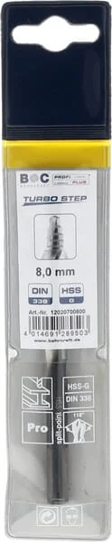 Bohrcraft - 12020700800 - Bohrer 8,0 mm HSS-DIN 338-G Turbo Step