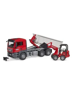Bruder - U03767 - MAN TGS Lkw Mit Roll-Off-Container Und Schaeffer Compact-Lader 2630