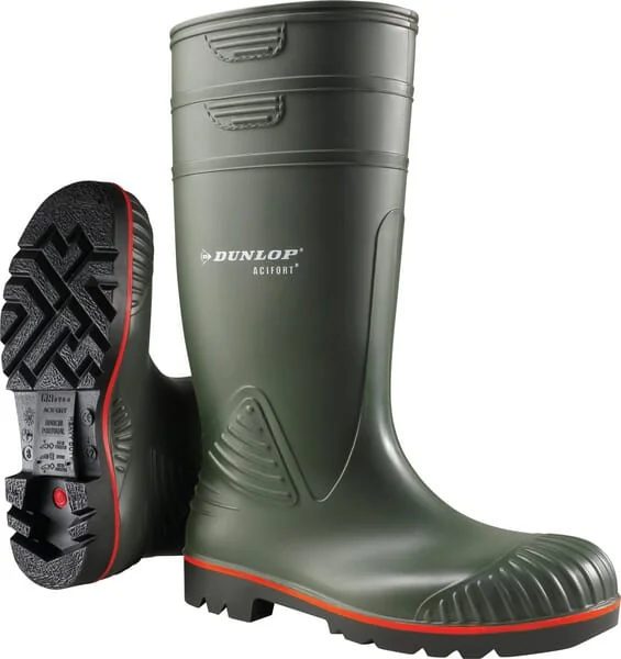 Dunlop - A44263139 - Gruene Sicherheitsstiefel, Klasse S5, Groesse 6, Wellingtons Acifort® Heavy Duty Dunlop