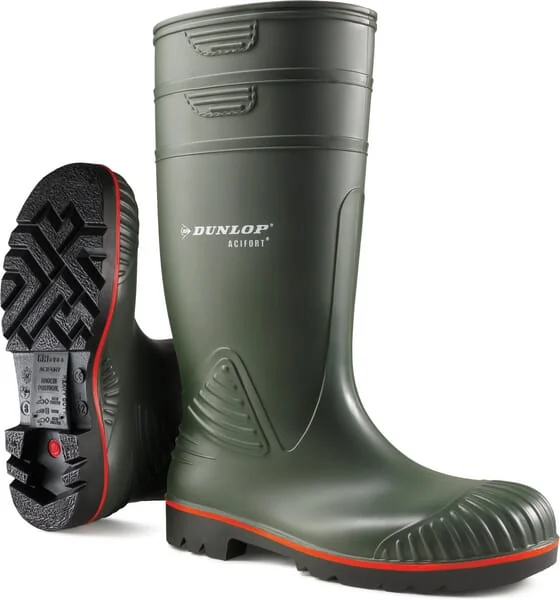 Dunlop - A44263141 - Gruene Sicherheitsstiefel, Klasse S5, Groesse 7, Wellingtons Acifort® Heavy Duty Dunlop