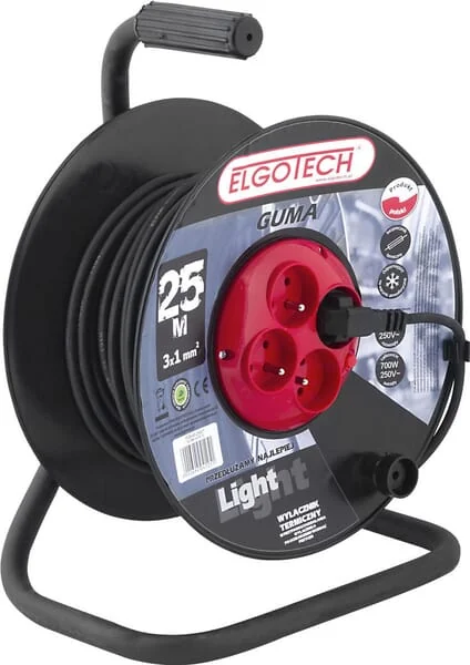 Elgotech - 1760751125 - Aufgewickeltes Gummiverlaengerungskabel, 25 m