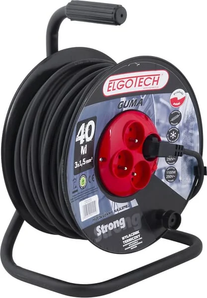 Elgotech - 1760751240 - Aufgewickeltes Gummiverlaengerungskabel, 40 m