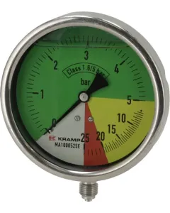 ET - MA100525E - Druckmessgeraet Diameter 100 mm 0-5-20-25 1/4" BSP Unterer Anschluss