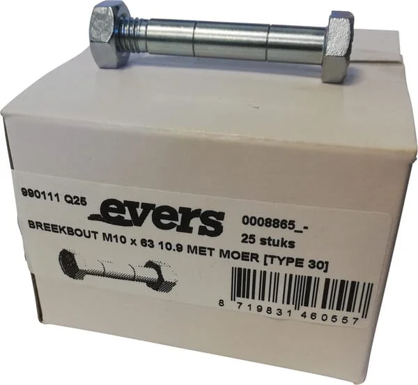 Evers - 990111Q25 - Scherstift Mit Mutter (25 Stück) M10x63 10.9 Typ 30