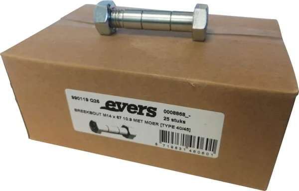 Evers - 990119Q25 - Scherstift Mit Mutter (25 Stück) M14x67 10.9 Typ 40/45