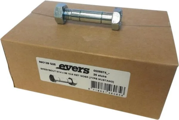 Evers - 990129Q25 - Scherbolzen Mit Mutter (25 Stück) M14x66 10.9 Typ Mustang