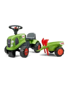 Falk - F212C - Baby Claas Trettraktor Mit Anhaenger, Rechen Und Schaufel