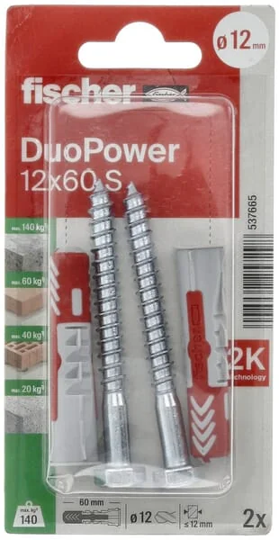 Fischer - 537665 - Duebel Duopower 12x60 S 2 Stk.
