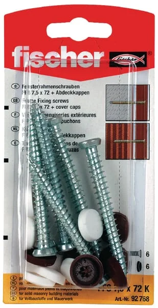 Fischer - FFS7572K - Fensterrahmenschraube + Kappe 6