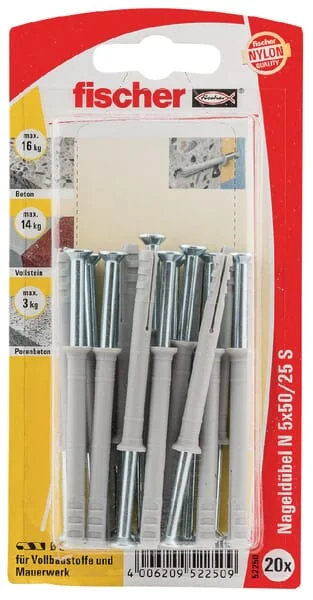 Fischer - N550ZK - Fischer Nageldübel + Schraube 20