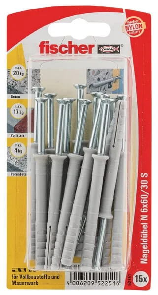 Fischer - N660ZK - Fischer Nageldübel + Schraube 15
