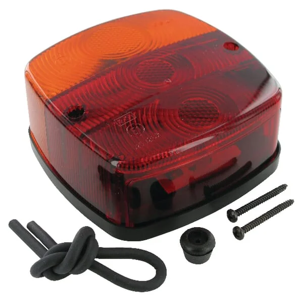 Geka - BBS1235 - Rueckleuchte Eckig, 12V, Rot/Amber, Aufschraubbar, Flachstecker, Geka