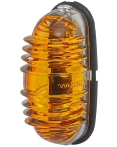 Hella - 2BA001227201 - Kontrollleuchte 18W, Oval, 12V, Gelb, Gehaeuse: Silber, Aufschraubbar, 83x41mm