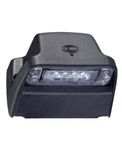 Hella - 2KA010278421 - Nummernschildleuchte LED, Rechteckig, 12V, Transparent, Aufschraubbar, 93x63x66.2mm, Flachsteckeranschluss, 4 LEDs, Hella – Hinten