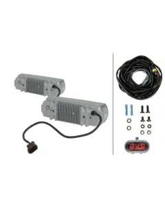 Hella - 2PT009496801 - Tagfahrlicht LED, 5/11W, Rechteckig, 12/24V, Weiß, Gehäuse: Silber, Aufschraubbar, 3 LEDs, Hella – Vorne
