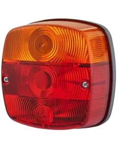 Hella - 2SE002578701 - Rückleuchte Quadratisch, 12/24V, Rot/Orange/Weiß, Aufschraubbar, 121x56x121mm, Hella
