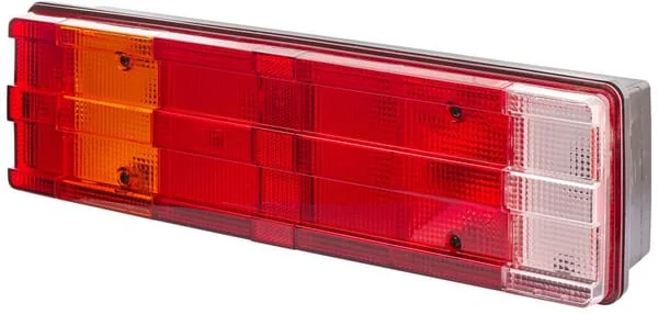 Hella - 2VD008204111 - Rückleuchte Links Rechteckig, 12/24V, Bernstein/Transparent/Rot, Aufschraubbar, 465x54x134mm, Hella