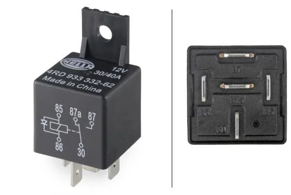 Hella - 4RD933332627 - Relais 12V 30A/40A, 5-Polig, Schalter, Mit Halter