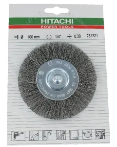 Hikoki - 751321 - Runde Bürste 100mm x 0,3 Gewellter Draht, 1/4" Sechskant-Aufnahme