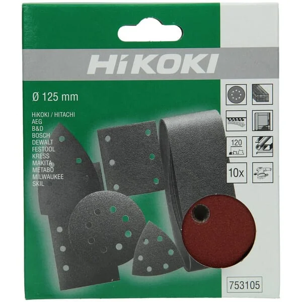 Hikoki - 753105 - Schleifscheibe Diameter 125mm K120 10 Stück