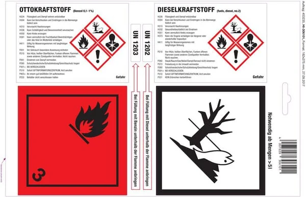 Hünersdorff - JK306100 - Klebebeschriftungen Für Benzin/Diesel 25 Blatt