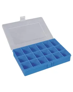 Hünersdorff - WE6083 - Sortimentskasten 250x170x46mm, Blau Polypropylen, 18 Fächer