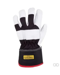 Kramp - KG0300410 - Arbeitshandschuhe aus Schwarz-Weissem Leder/Baumwollkoeper Groesse 10/XL Protect by Kramp