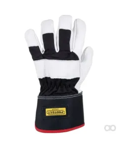 Kramp - KG0300508 - Arbeitshandschuhe aus Schwarz-Weissem Leder/Baumwolle Groesse 8/M Protect by Kramp