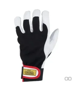 Kramp - KG0300608 - Arbeitshandschuhe aus Schwarz-Weissem Leder/Baumwolle Groesse 8/M Protect by Kramp