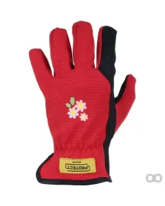 Kramp - KG0700608 - Rote-Schwarze Kunstleder/Spandex-Handschuhe Groesse 8/M Schutz Gartenarbeit Kramp