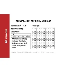 Kramp - KL070900 - Aufkleber Hinweisschild Klimaanlagenpruefung Deutsch 96x66mm Kramp