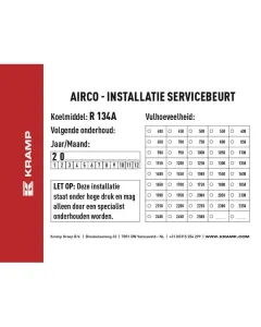 Kramp - KL070903 - Aufkleber Hinweisschild Klimaanlagenpruefung Niederlaendisch Kramp
