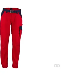 Kramp - KW102030080098 - Arbeitshosen, Unisex, L, W35-39", Rot-Blau, Kramp Original