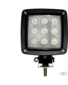 Kramp - LA10555 - Arbeitsleuchte LED, 27W, 3000lm, Quadratisch, Weiss, 10/30V, Deutsch-Stecker, Weitstrahler, 9 LEDS