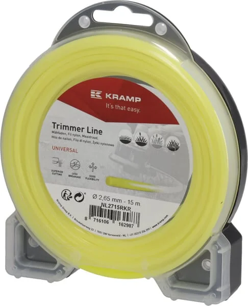 Kramp - NL2715RKR - Reißfester Trimmerfaden Diameter 2,65 mm 15 m Mit Rundem Profil, Gelb, Kramp