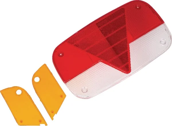 Non Branded - AH10707 - Leuchtenglas, Rot/Transparent/Bernstein, Rechteckig Links/Rechts/Heck