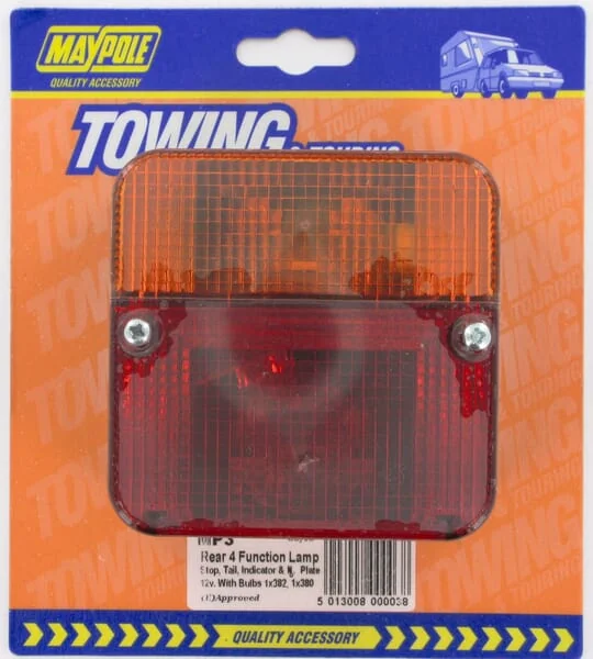 Non Branded - TOR4501 - Rueckleuchte Quadratisch, Orange/Rot, Angeschraubt