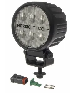 Nordic Lights - 988102B - Arbeitsscheinwerfer LED, 16W, 1600lm, Rund, 12/24V, Weiss, Aufschraubbar, 93x93x116.5mm, Deutsch 2-Polig, Flood, 6 LEDs, Canis GO 410 Nordic Lights