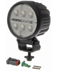 Nordic Lights - 988103B - Arbeitsscheinwerfer LED, 28W, 2800lm, Rund, 12/24V, Weiss, Aufschraubbar, 93x93x122mm, Deutsch 2-Polig, Flood, 6 LEDs, Canis GO 420 Nordic Lights