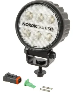 Nordic Lights - 988104B - Arbeitsscheinwerfer LED, 28W, 2800lm, Rund, 12/24V, Weiss, Aufschraubbar, 93x93x122mm, Deutsch 2-Polig, Wide Flood, 6 LEDs, Canis GO 420 Nordic Lights