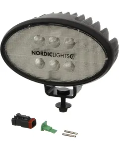 Nordic Lights - 988303B - Arbeitsscheinwerfer LED, 39W, 3600lm, Oval, 12/24V, Weiss, Schraubbefestigung, 160x95x118mm, Deutsch 2-Polig, Wide Flood, 6 LEDs, Sato GO 625 Nordic Lights